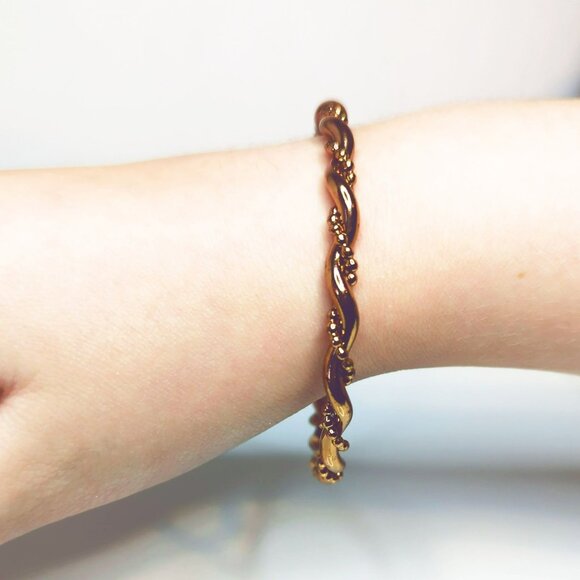 Vintage Copper-Toned Twisted Rope Design Bangle Bracelet 2.5" Diameter - Picture 4 of 4